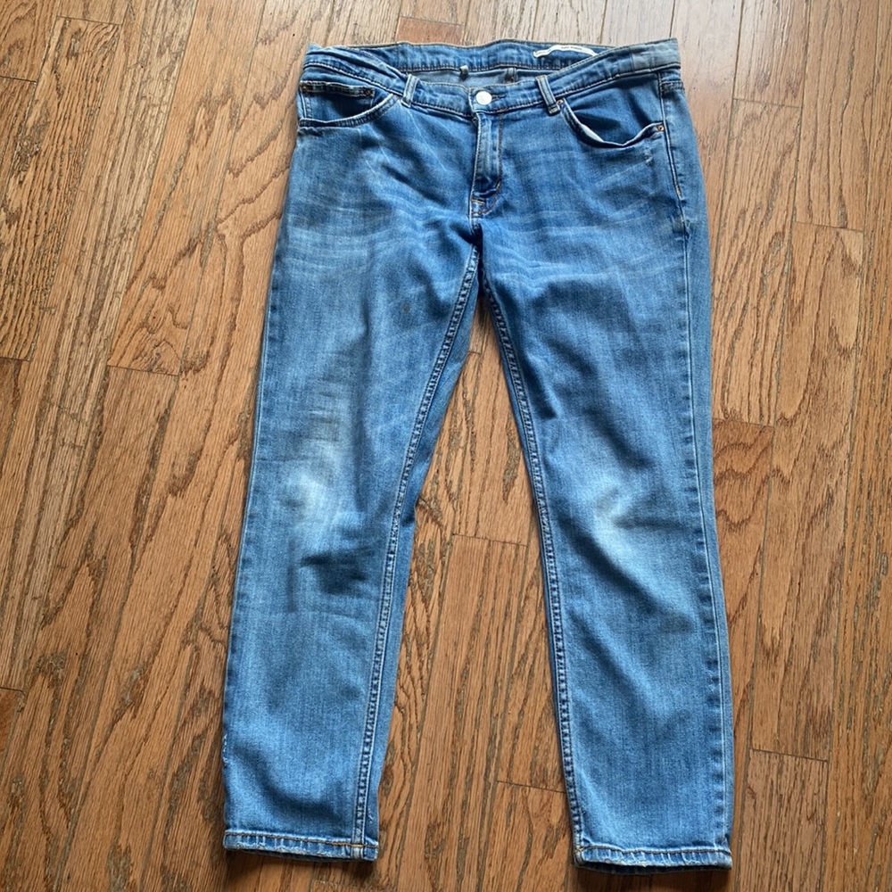 Zara Jeans Lightly Distressed Medium Jeans Skinny Island Blue USA 8 Euro 40